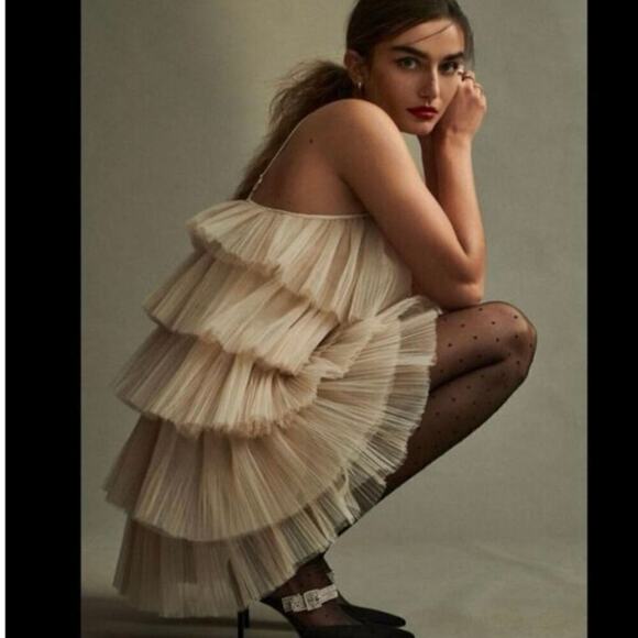 Anthropologie Dresses & Skirts - Maeve Anthropologie Maeve Strappy Tiered Tulle Mini Dress sz xl